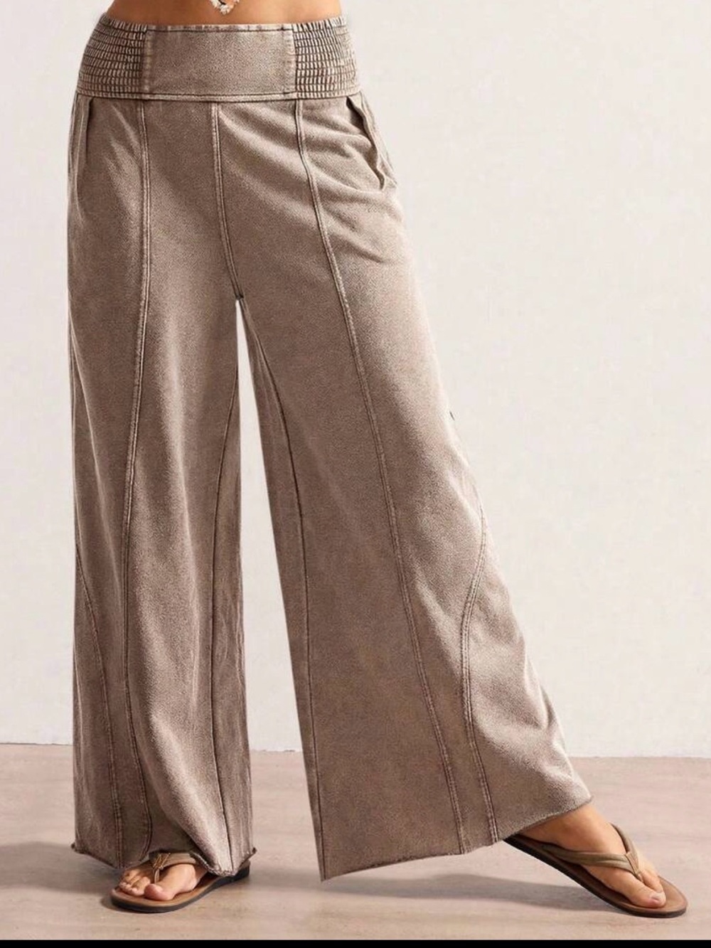 High-Waist Wide Leg Women’s Pants in rust brown - Picture 3 of 7